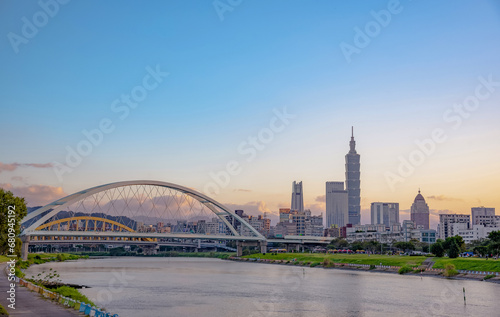  tourist attractions in the city park of taiwan, Asia business concept image, panoramic modern cityscape building in taiwan. © pinglabel