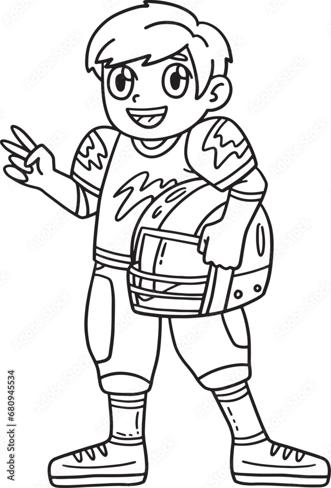 American Football Player Holding Helmet Isolated American Football Player Holding Helmet Isolated