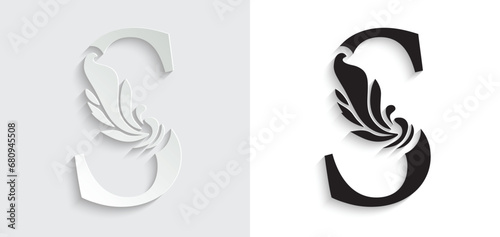 letter S. flower letters. Vintage ornament initial Alphabet. Logo vector	

