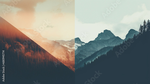 Editable vintage visuals for different sectors - photography mountain and forest photo