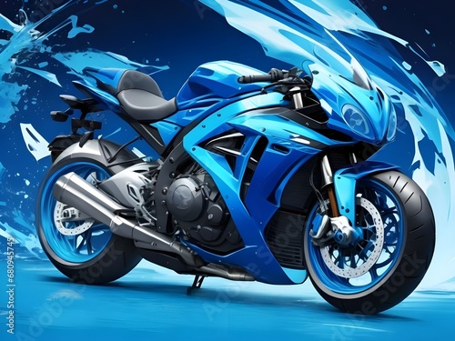 motorcycle on a blue background