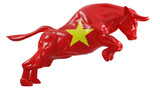A charging bull with Vietnam flag on transparent background representing Vietnam bull stock market. 3d rendering