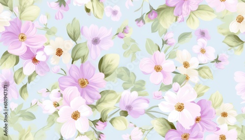 seamless pastel shabby chic pattern,  frandom floral  for fabric textile vintage design  © Klay