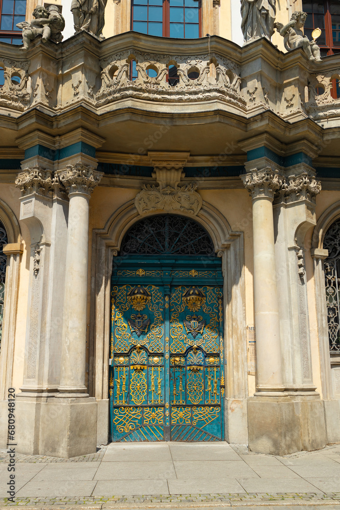 Ornamented door on the old university in Wroclaw, Poland. High quality photo