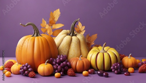 Festive Fruit Fusion  3D Style Pumpkins and Autumn Bounty