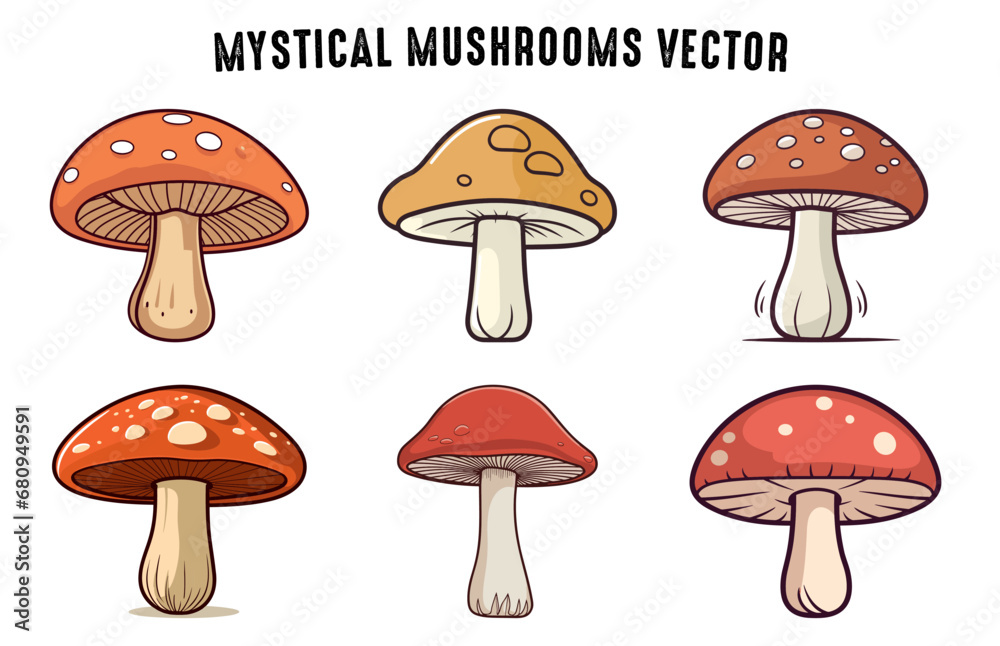 Mystical Mushroom vector illustration bundle