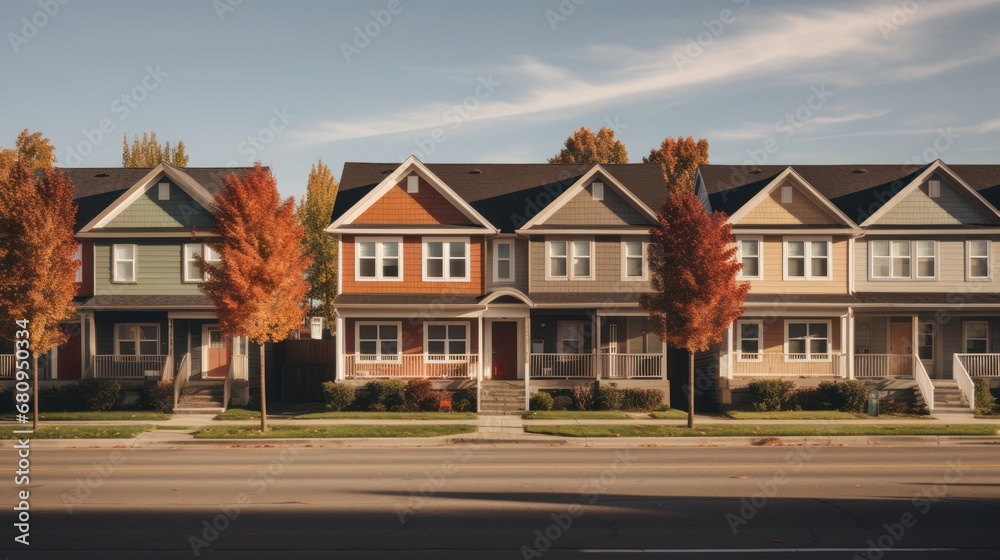 A row of residential houses in the suburbs A row of residential houses in the suburbs