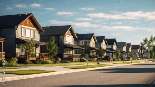A row of residential houses in the suburbs  photo