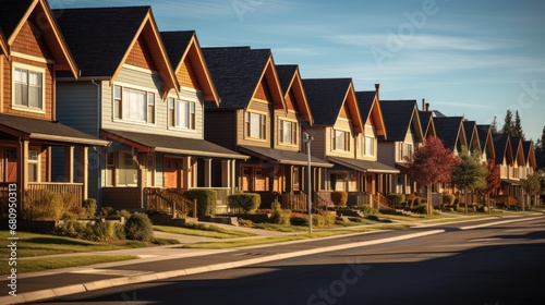 A row of residential houses in the suburbs 