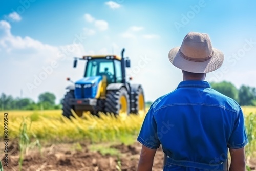 Farmer working during the tractor plowing fields and getting ready for harvest
