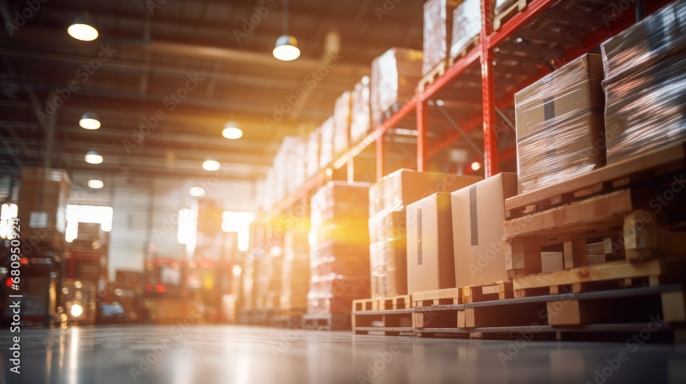Blur warehouse with bokeh light background Blur warehouse with bokeh light background