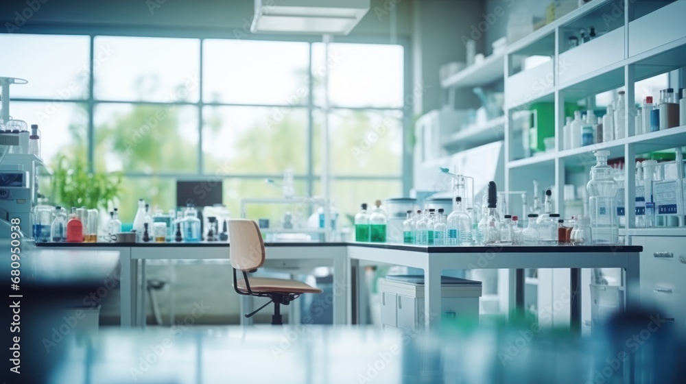 Blurred modern Medical Science Laboratory with Team of Specialists on background. Blurred modern Medical Science Laboratory with Team of Specialists on background.