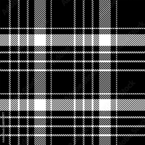 Black white plaid check seamless pattern, eps10 pixel vector graphic, for tablecloth, gift paper, napkin, blanket, scarf, modern fashion textile print.