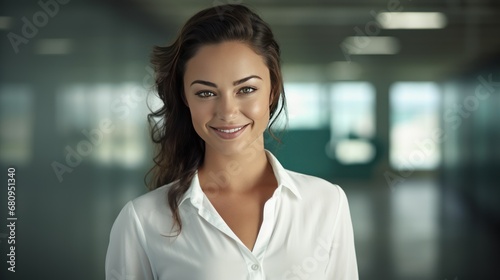 Cheerful brunette business woman in white button up shirt, Free Download Cheerful brunette business woman in white button up shirt, - GFXLoad