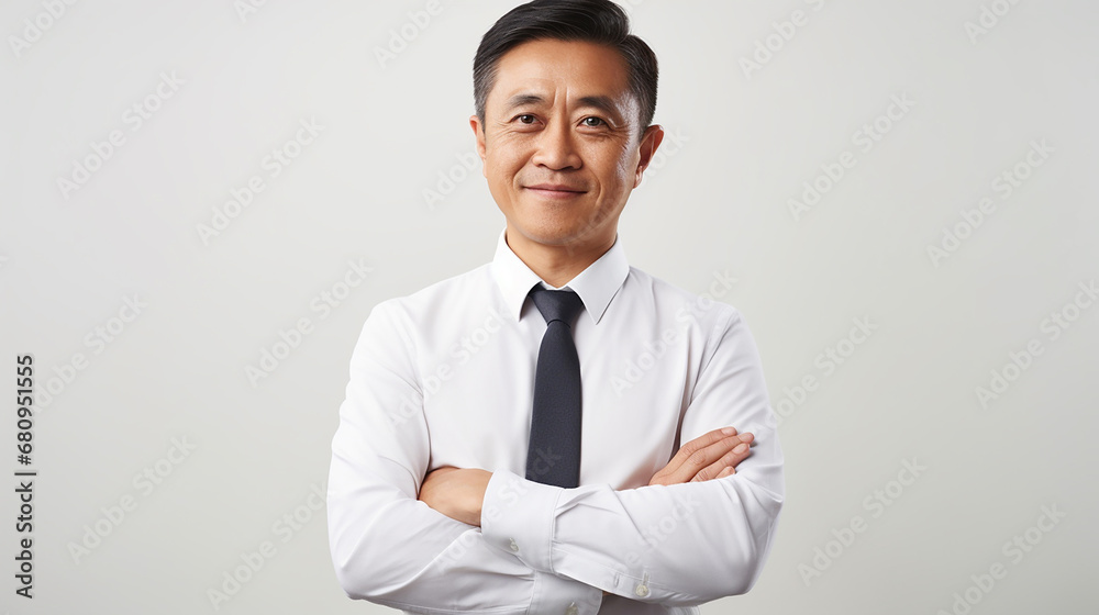 Portrait of an Asian businessman on white background