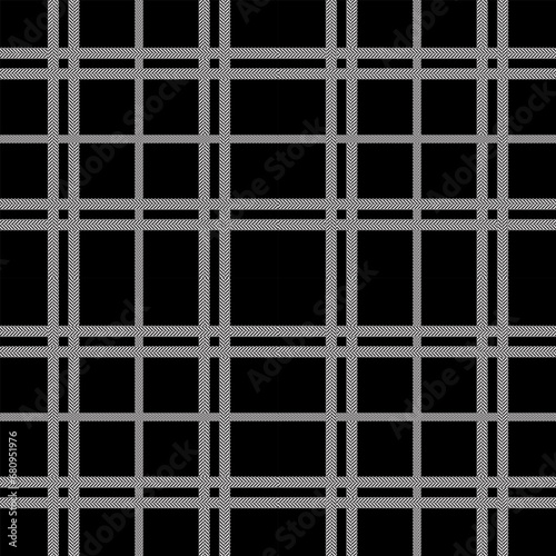 Black and white plaid check seamless pattern. with Herringbone windowpane vector,  for tablecloth, dress, skirt, napkin, baby shower holiday textile design.