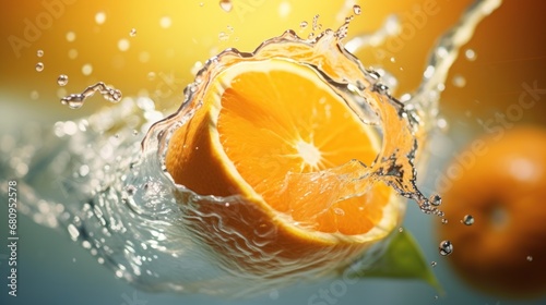 fresh orange fruit washing with tap water 