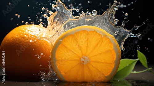 fresh orange fruit washing with tap water 