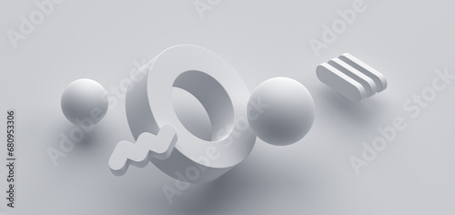 Abstract geometric composition, white background design, 3d render photo