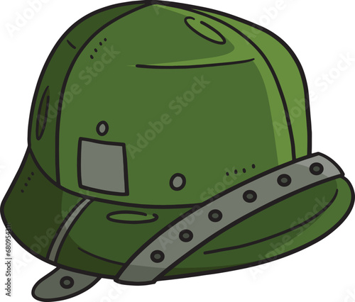 Combat Helmet Cartoon Colored Clipart Illustration