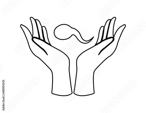 Abstract sperm icon, sperm icon, and sperm vector that runs towards the egg. On a white background, the competition concept