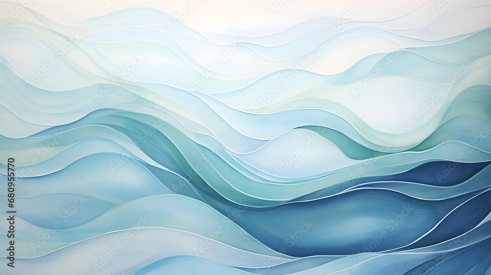 Fototapeta premium Oli painted wavy ocean pattern abstract background. wallpaper, banner, cover, poster design, wall art, Generative AI