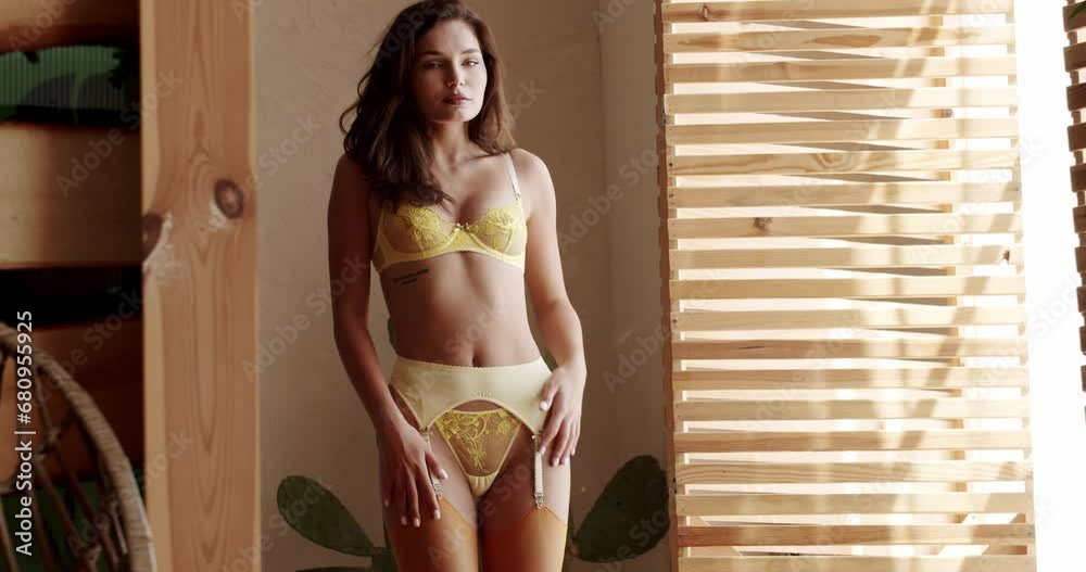 Sexy Attractive Woman In Yellow Lingerie And Stocking Touching Her Body sexy-attractive-woman-in-yellow-lingerie-and-stocking-touching-her-body