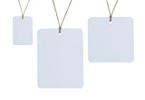 Blank tag tied for hang on product for show price or discount. transparent background