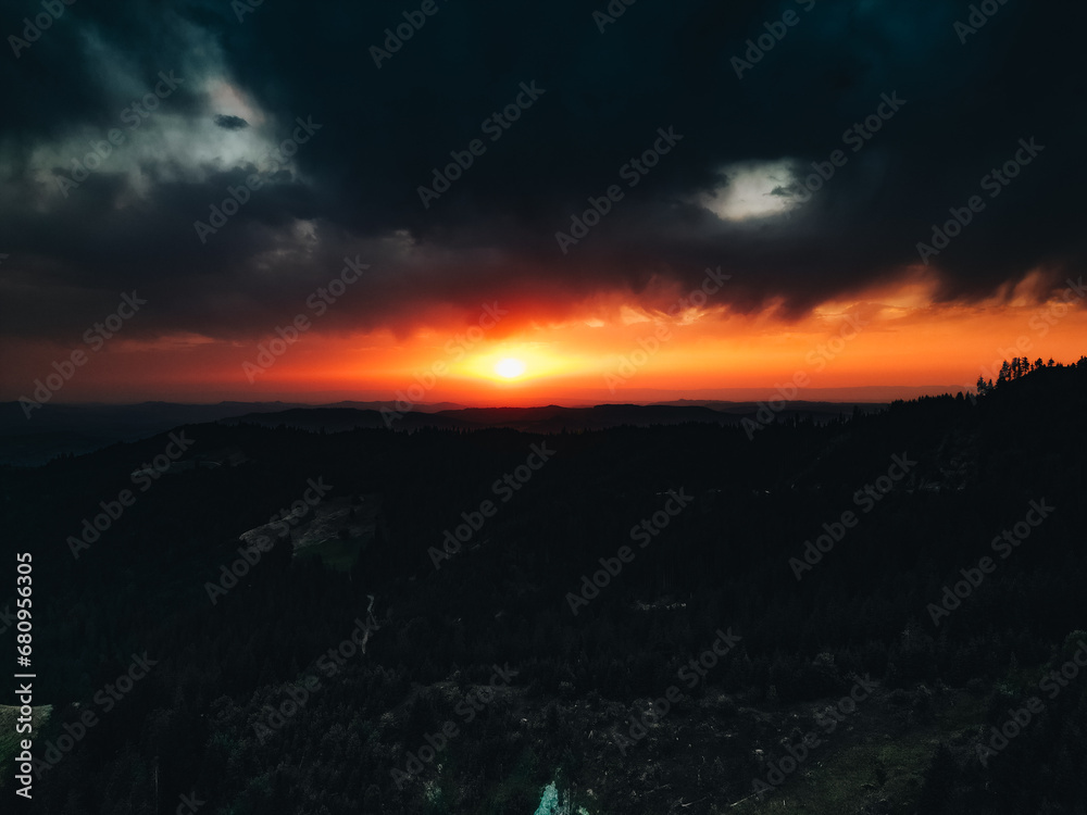 Fototapeta premium sunset over the mountains