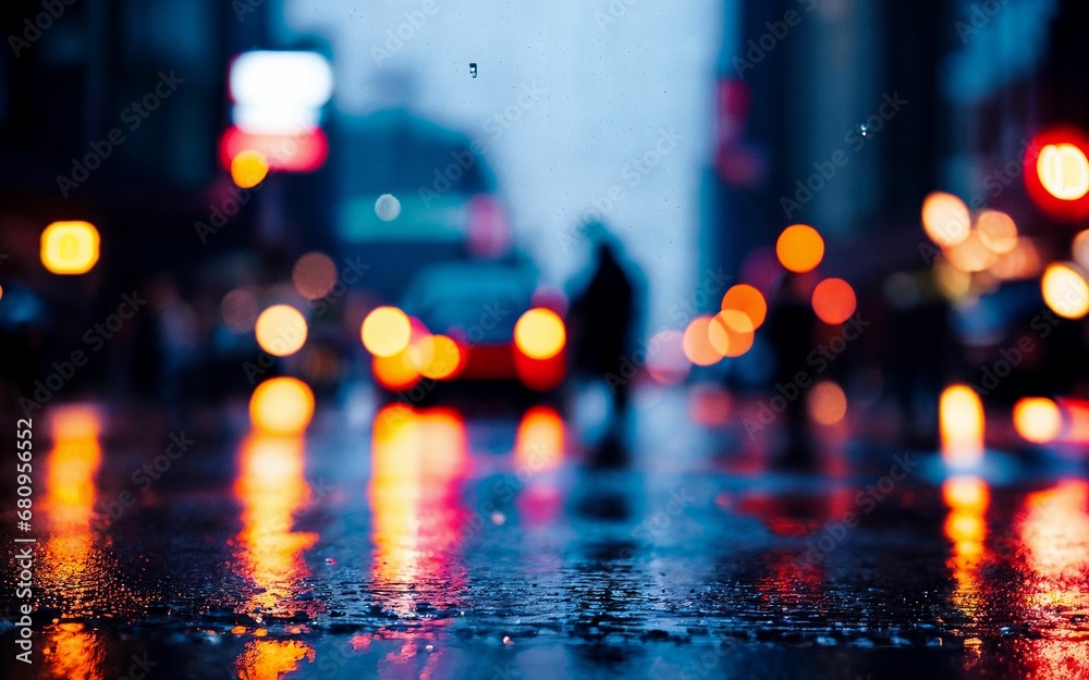 Dusk Rain Capturing the Shimmer of Urban Life in the Rain ai generated Dusk Rain Capturing the Shimmer of Urban Life in the Rain ai generated