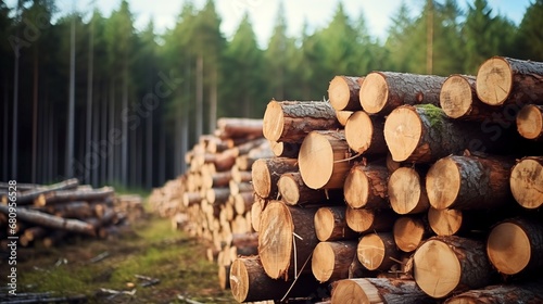 log trunks pile  logging timber wood industry  wooden trunks pine