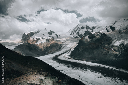 Zermatt, in southern Switzerland’s Valais canton, is a mountain resort renowned for skiing, climbing and hiking. The town, at an elevation of around 1,600m, lies below the iconic, pyramid-shaped Matte photo