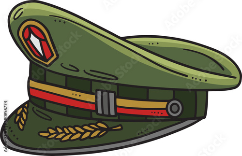 Military Cap Cartoon Colored Clipart Illustration