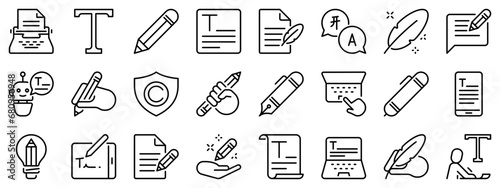Icon set about text. Line icons on transparent background with editable stroke. photo