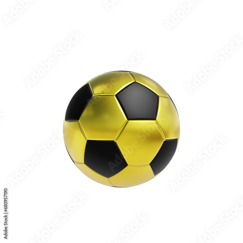 Golden soccer ball. transparent background
