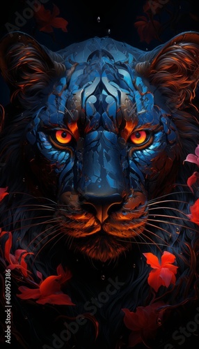 Fierce Tiger with Glowing Red Eyes Staring Intently - Bewitching Wildlife Portrait