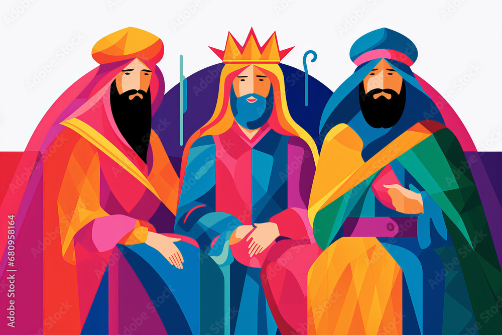 Fototapeta premium Illustration of the three kings or wise men from the Christmas Nativity