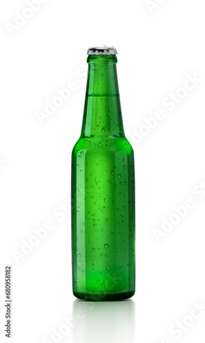 Green beer bottle. transparent background