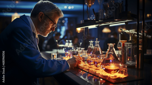  Man working in laboratory.