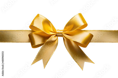 Gold yellow ribbon isolated on transparent or white background