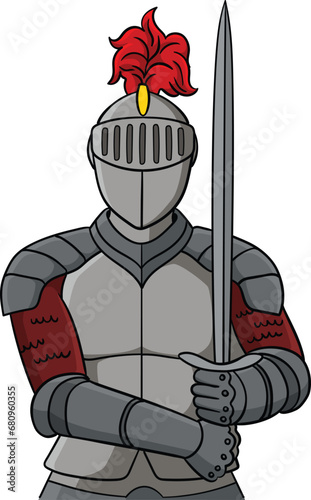 Knight in Armor Cartoon Colored Clipart 
