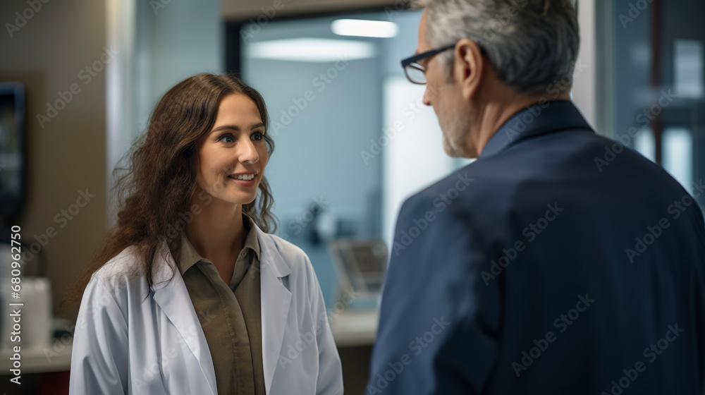 Female doctor in uniform looking at senior patient in medical practice. Happy aged lady visit therapist for health check up. Professional medical services Female doctor in uniform looking at senior patient in medical practice. Happy aged lady visit therapist for health check up. Professional medical services