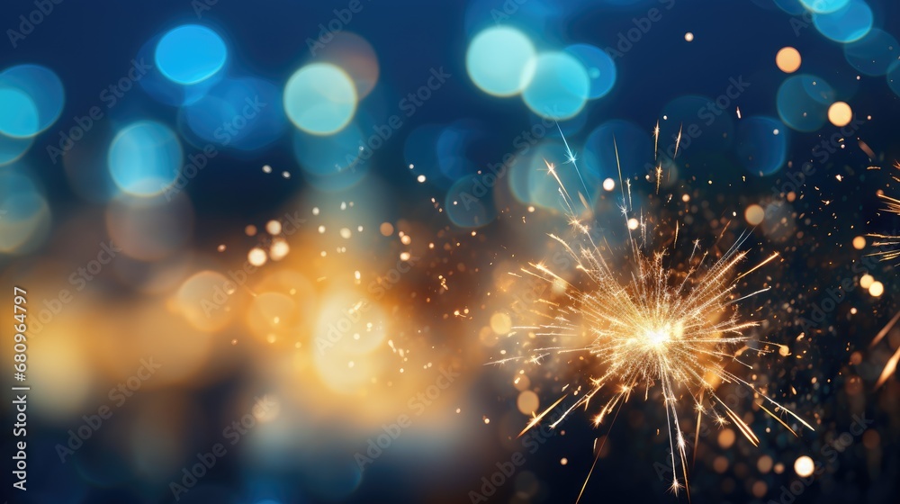 Obraz premium Fireworks close up with hazy lights. Generative Ai.