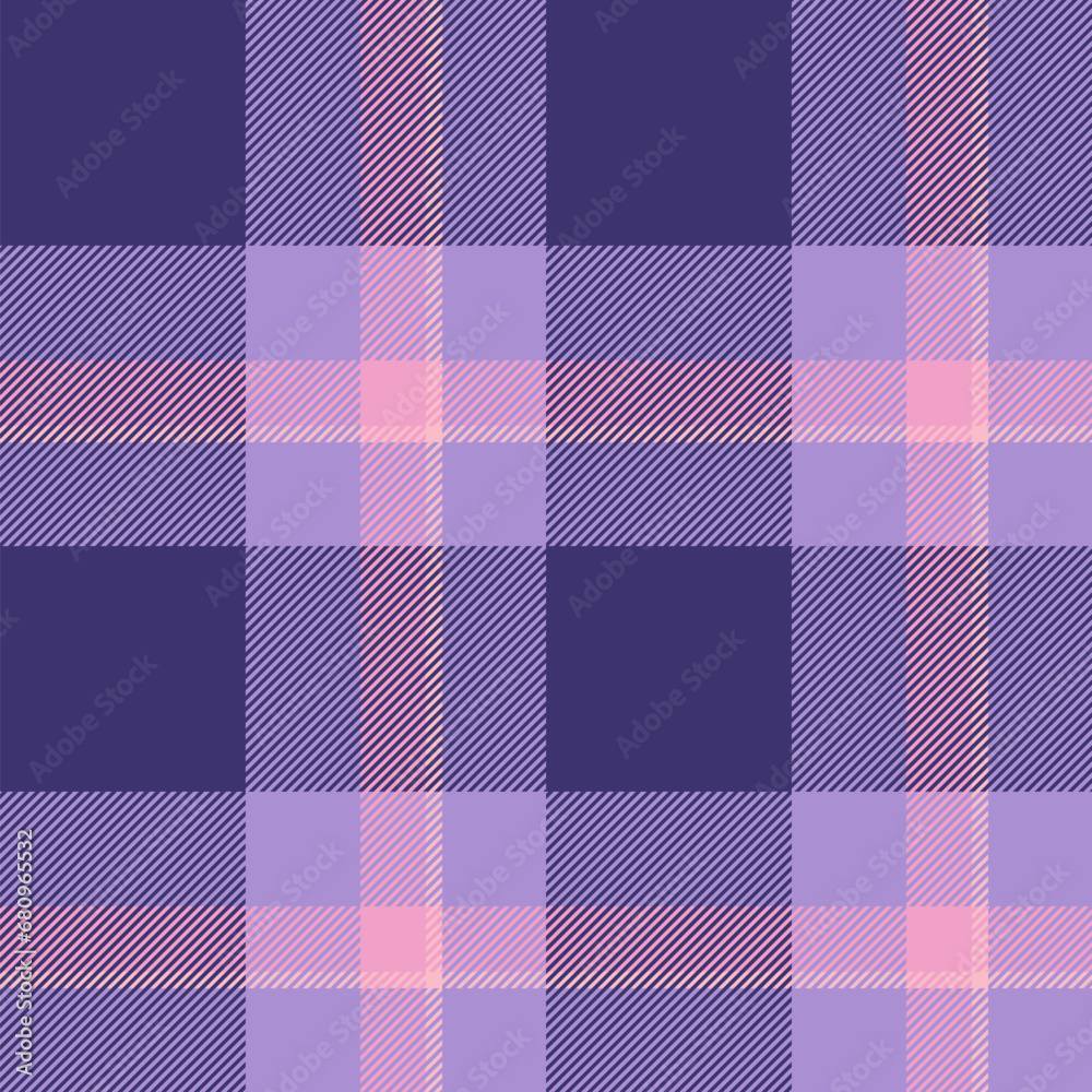 Plaid seamless pattern in pink. Check fabric texture. Vector textile print.