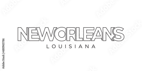 New Orleans, Louisiana, USA typography slogan design. America logo with graphic city lettering for print and web.