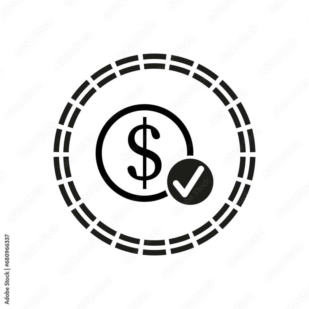 Approved payment rounded icon. Vector illustration. EPS 10.