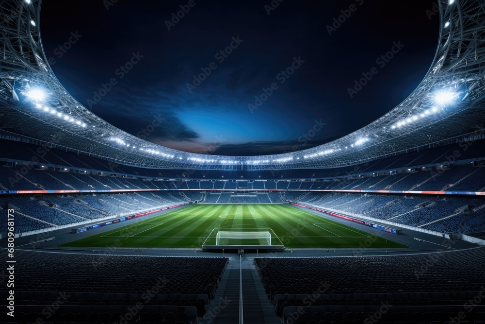 Panoramic view of a soccer stadium from the top of the stands Stock ...