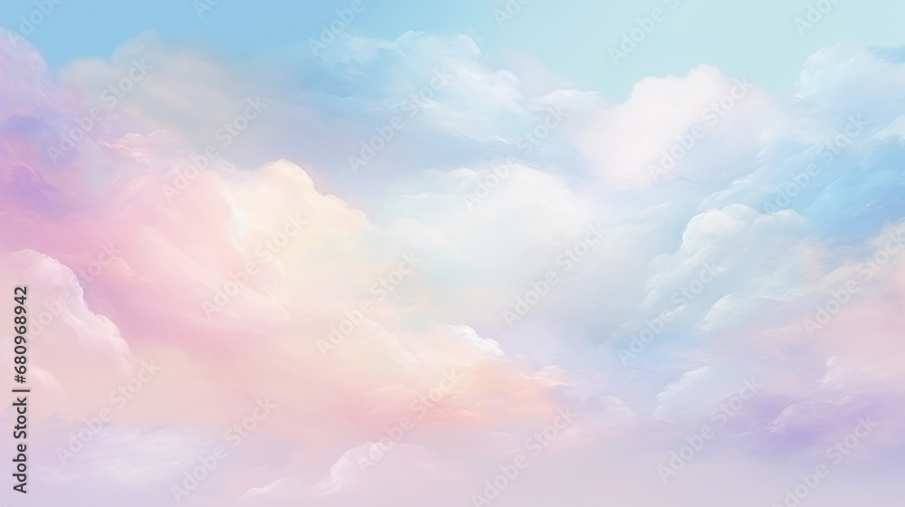 Colorful pastel bright watercolor clouds background