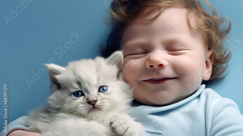 Little child with a kitten