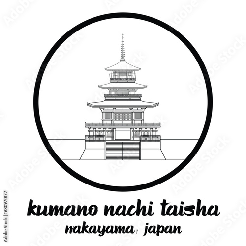 Circle Icon line Kumano nachi taisha. vector illustration
